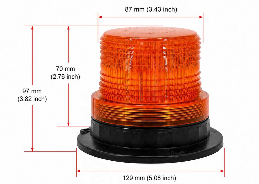 Micro Dome Amber Forklift Beacon - 10-110V DC, IP66, EMC / ECE R10